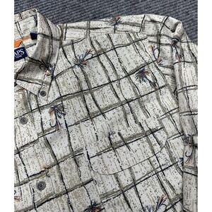 Chaps Shirt Mens Extra Large XL Grey Khaki Fly Fishing Long‎ Sleeve Button Down